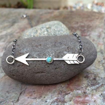 Sterling Silver And Turquoise Arrow Necklace