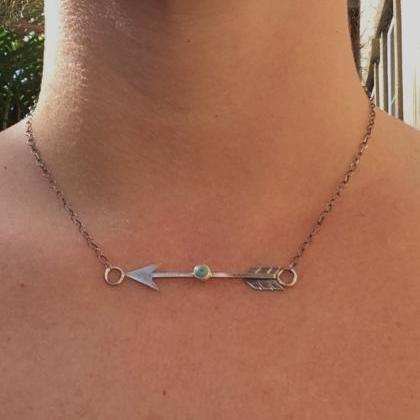 Sterling Silver And Turquoise Arrow Necklace